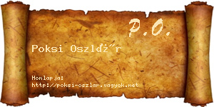Poksi Oszlár névjegykártya
